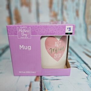 Best Mom Ever Coffee Mug 18oz Pink Heart Mother’s Day Gift New in Box
